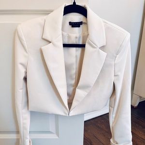 Alice & Olivia White Vegan Leather Jacket - size 2